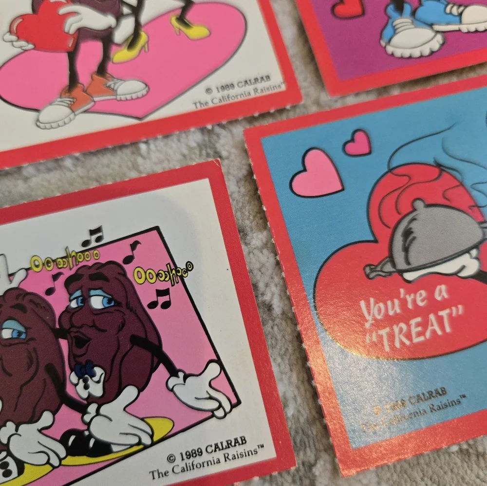 12 Vintage 1989 California Raisins Valentine's Day Cards With Envelopes